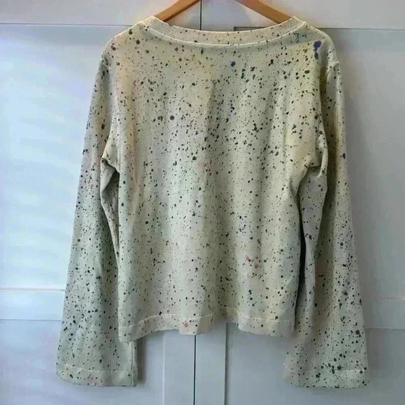 Maeve by Anthropologie Rainbow Paint Splatter Cropped Sweatshirt (NWOT) Medium - Picture 8 of 8